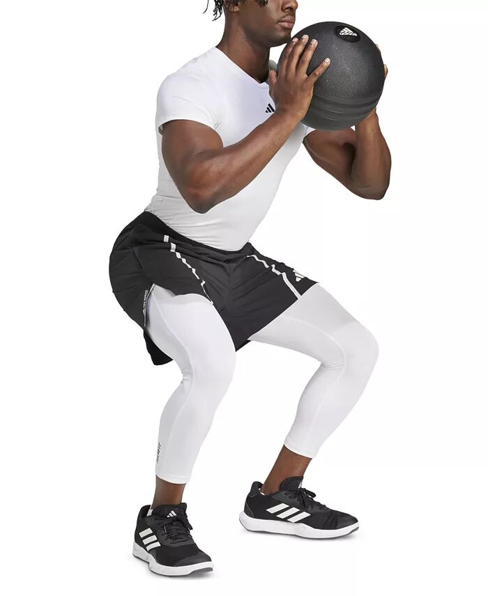Мужские компрессионные тренировочные тайтсы Techfit 3/4 adidas, белый — фото 3
