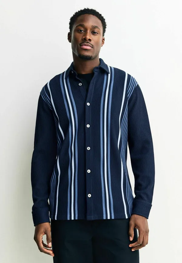 Рубашка с коротким рукавом в полоску стандартного кроя Next, Navy Blue White