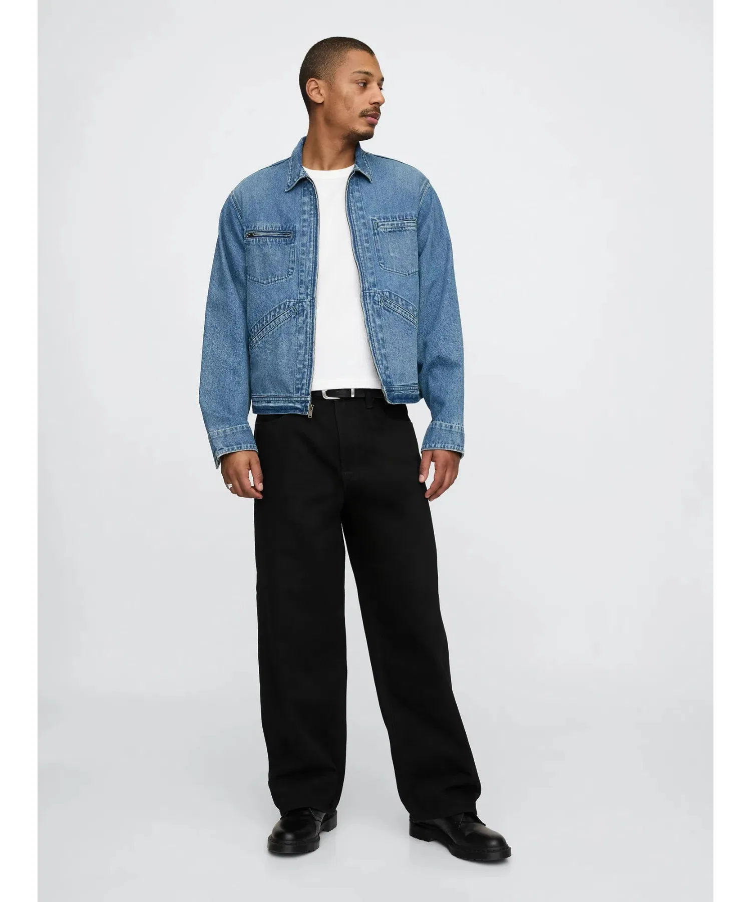 Супер-широкие джинсы черного цвета — фото 3
