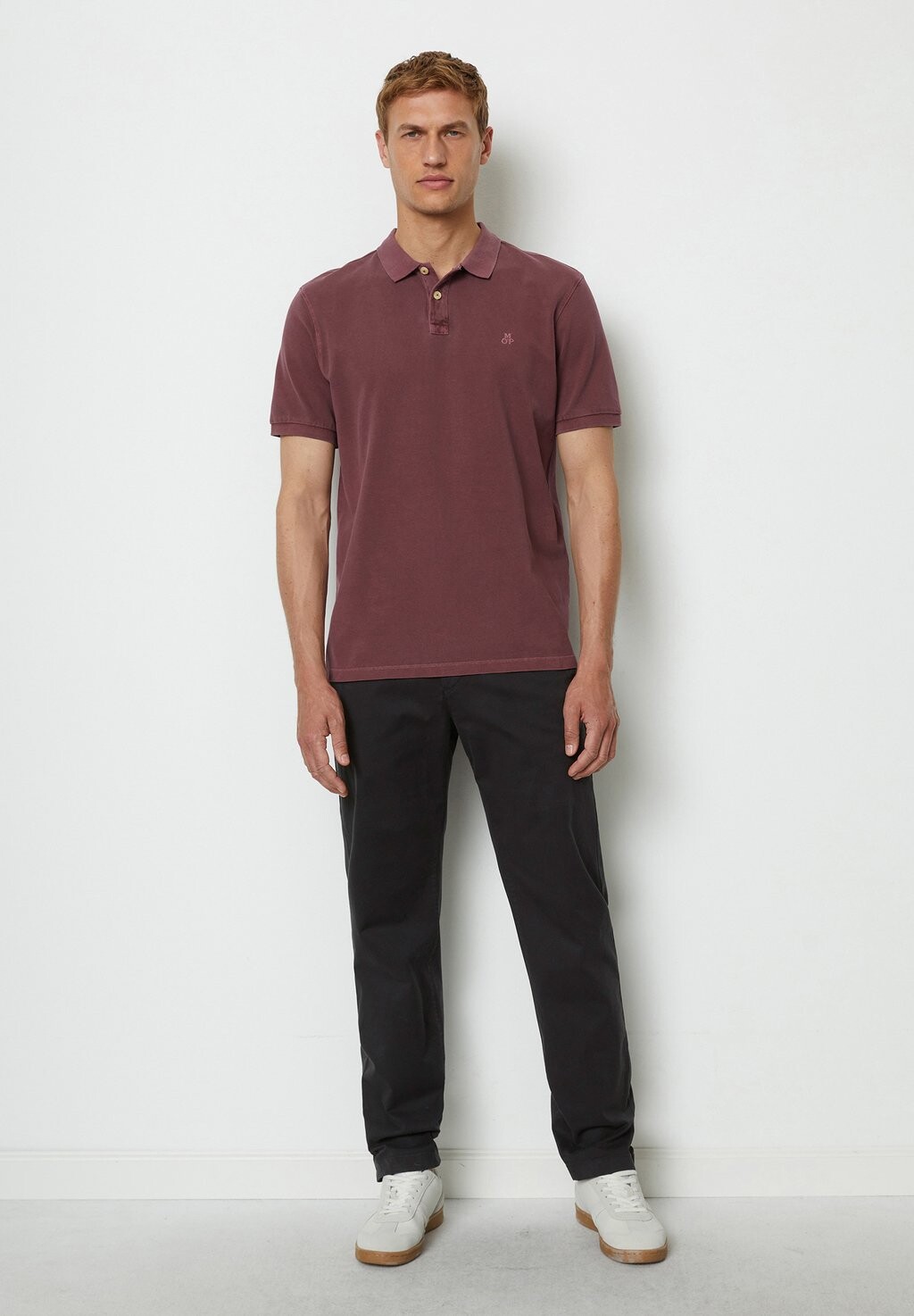 

Рубашка поло SHORT SLEEVE DETAILS SLITS AT HEM EMBROIDERY Marc O'Polo, Бордо