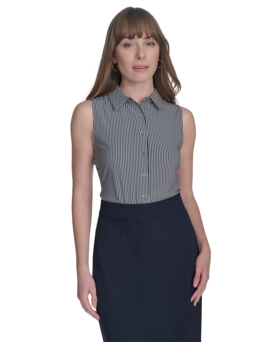 

Женская блузка без рукавов в тонкую полоску Tommy Hilfiger, Midnight/Ivory