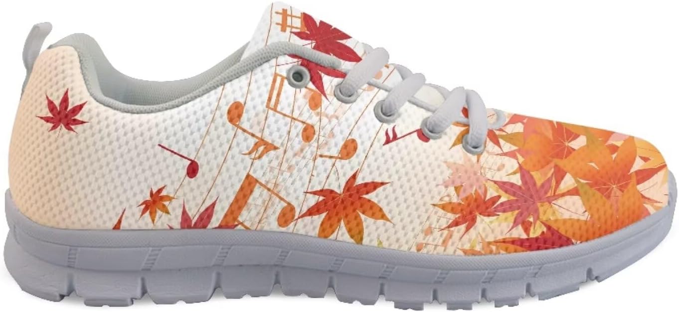 

Мужские спортивные кроссовки на Хэллоуин, противоскользящие, для бега и ходьбы, удобные для женщин, для активного отдыха Getelinseng, Autumn Maple Leaves Music Notes