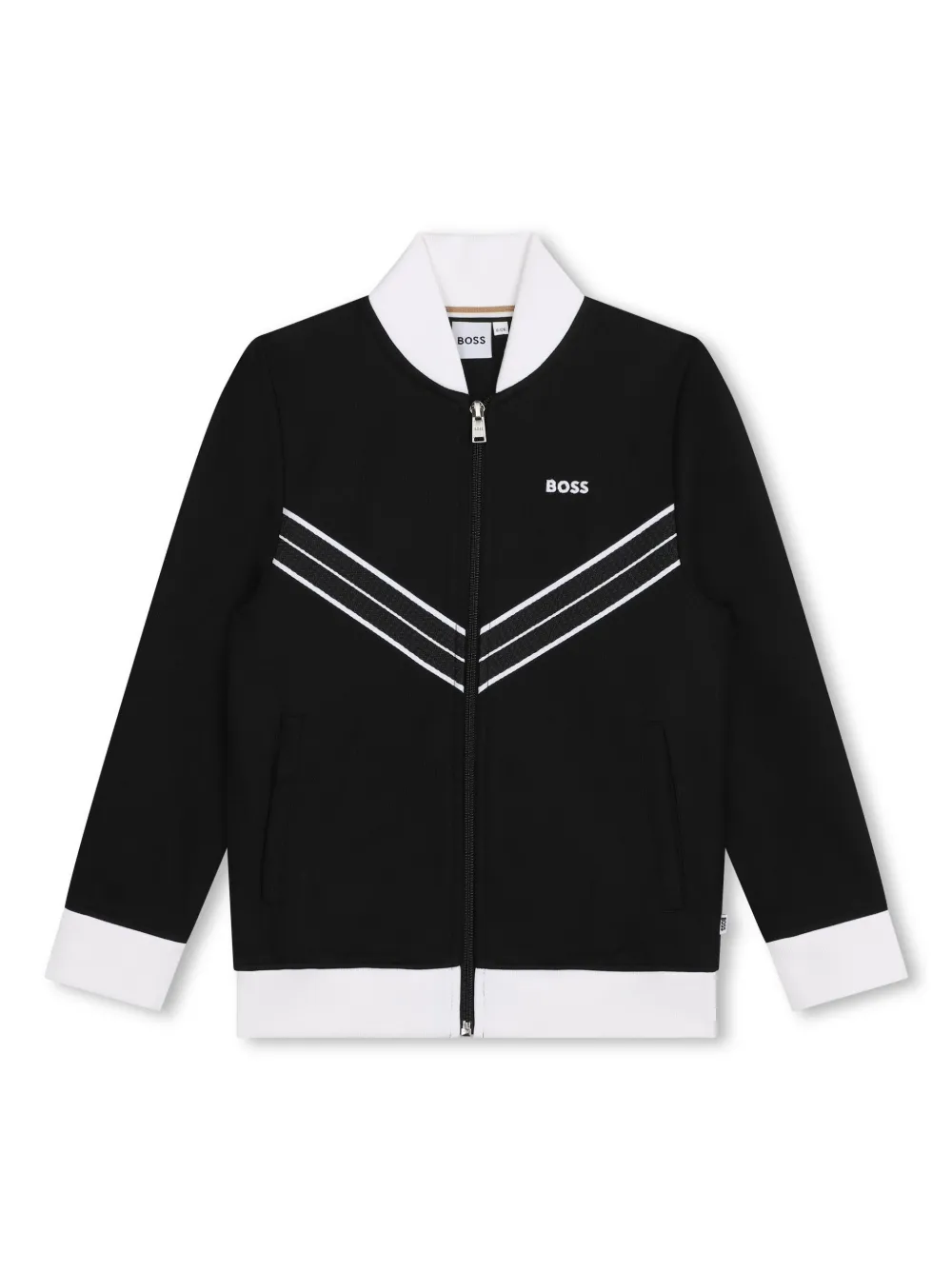

Кардиган на молнии с полосками BOSS Kidswear, черный