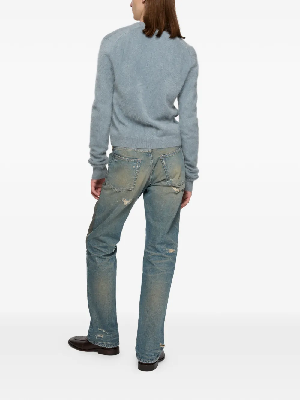 Пушистый кардиган с v-образным вырезом Acne Studios, синий — фото 3