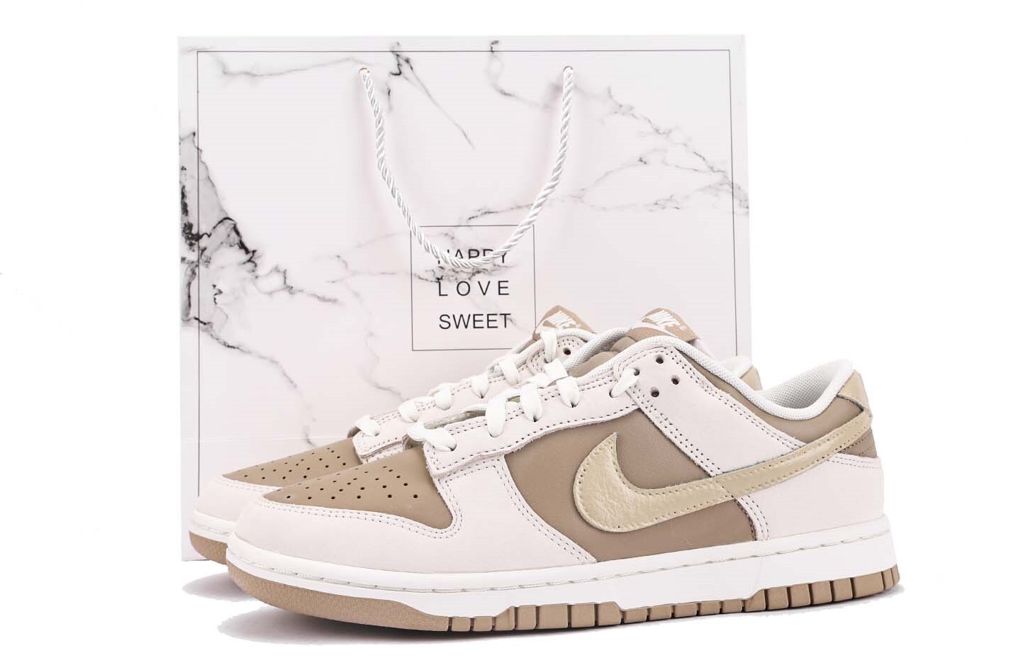 

Кроссовки Nike Dunk Skateboarding Shoes Unisex Low-top White/Brown, цвет Linen