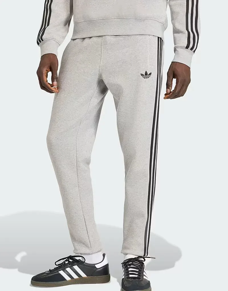Спортивные штаны Adidas Originals с тремя полосками, средне-серый меланж