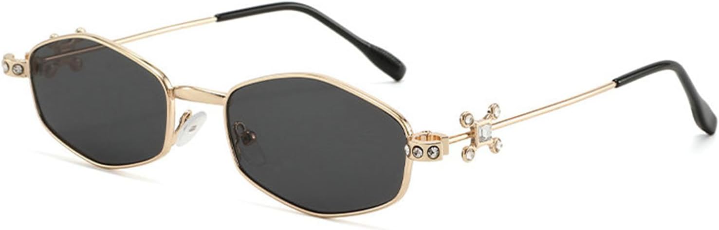 

Солнцезащитные очки Willochra с блестящими стразами для женщин, многоугольные солнцезащитные очки, модные солнцезащитные очки с бриллиантами, защита от ультрафиолета UV400, металлические очки, C1