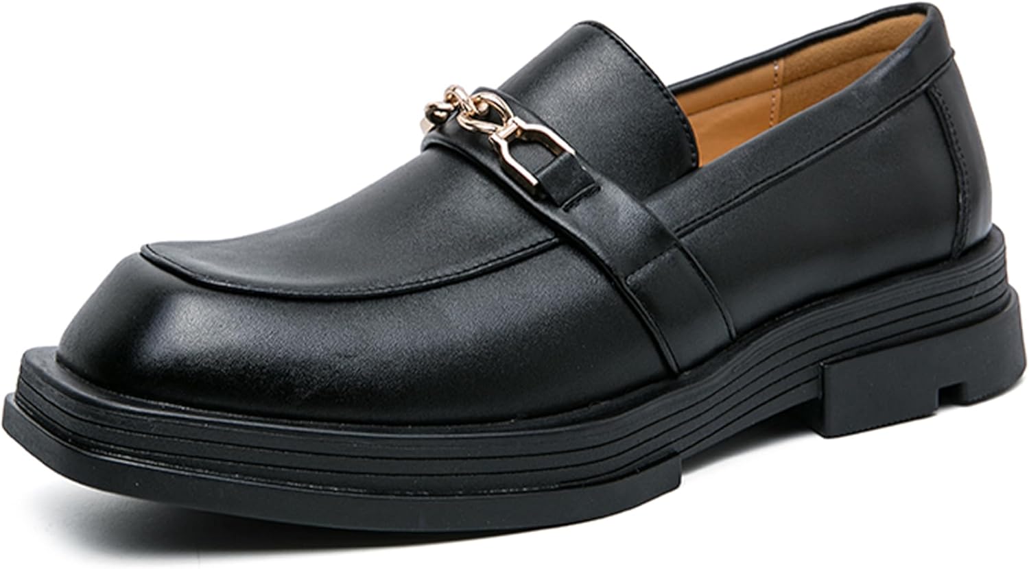 

Мужские кожаные оксфорды на платформе, модные с квадратным носком, массивным каблуком, шнуровкой, деловые повседневные формальные туфли для банкетов и вечеринок Ghibhna, черный