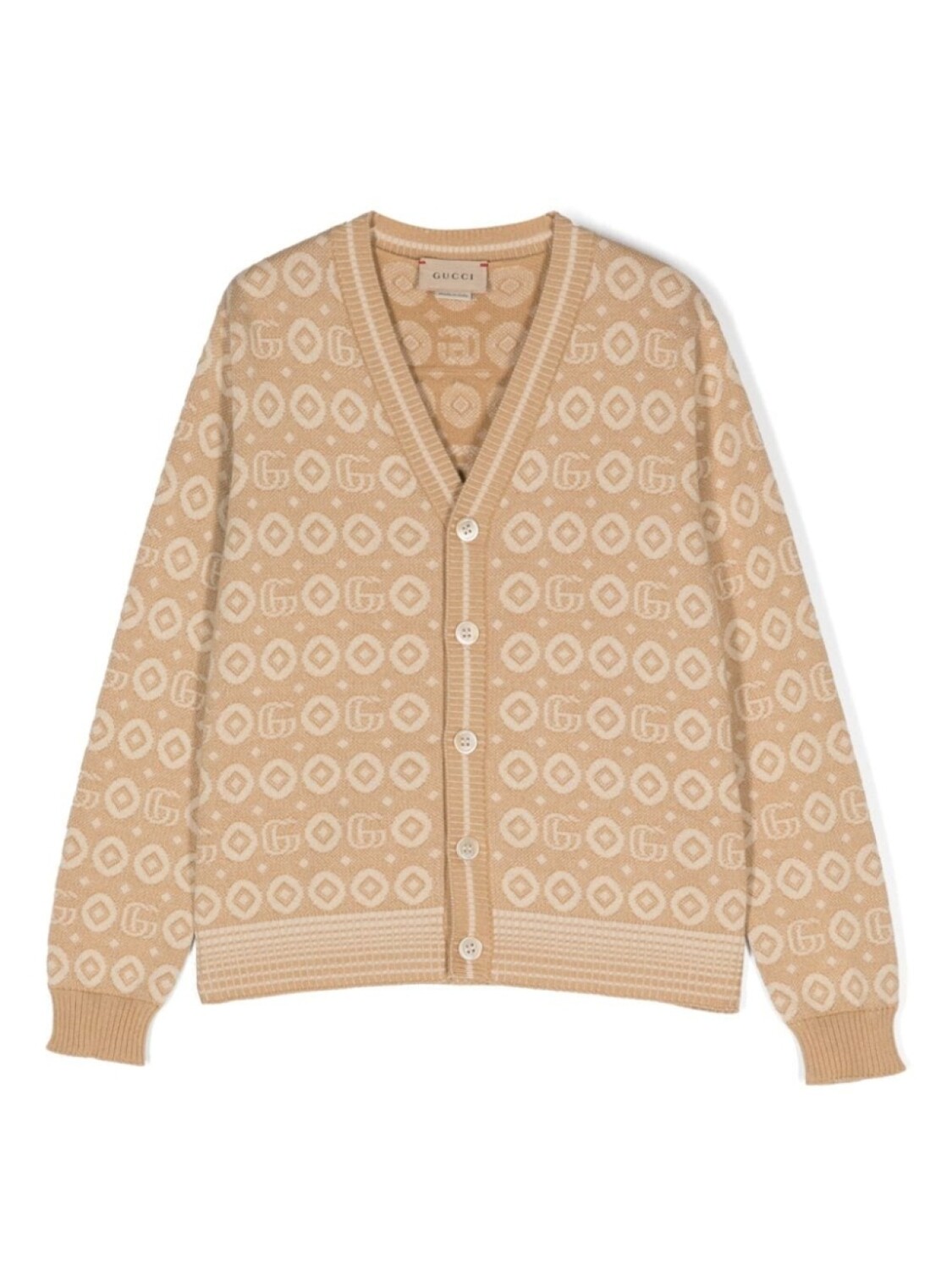 

Gucci Kids кардиган с V-образным вырезом и логотипом, нейтральный цвет