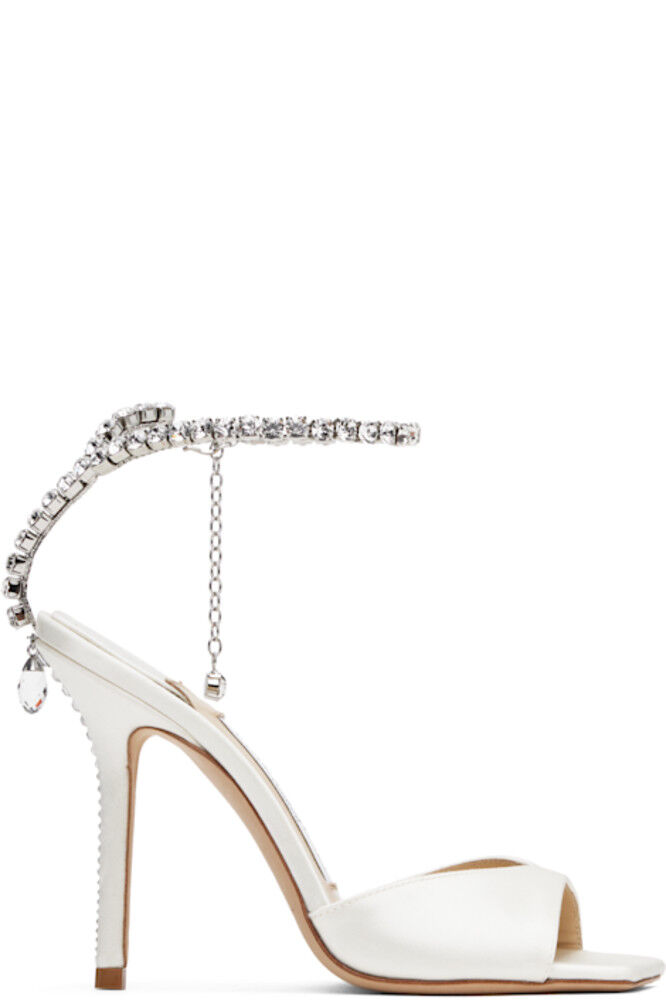 Белые босоножки на каблуке Saeda 100 Jimmy Choo