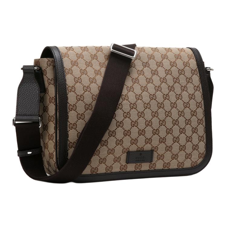 GUCCI GG Supreme Canvas Large Crossbody Bag Messenger Bag Men Brown — фото 2