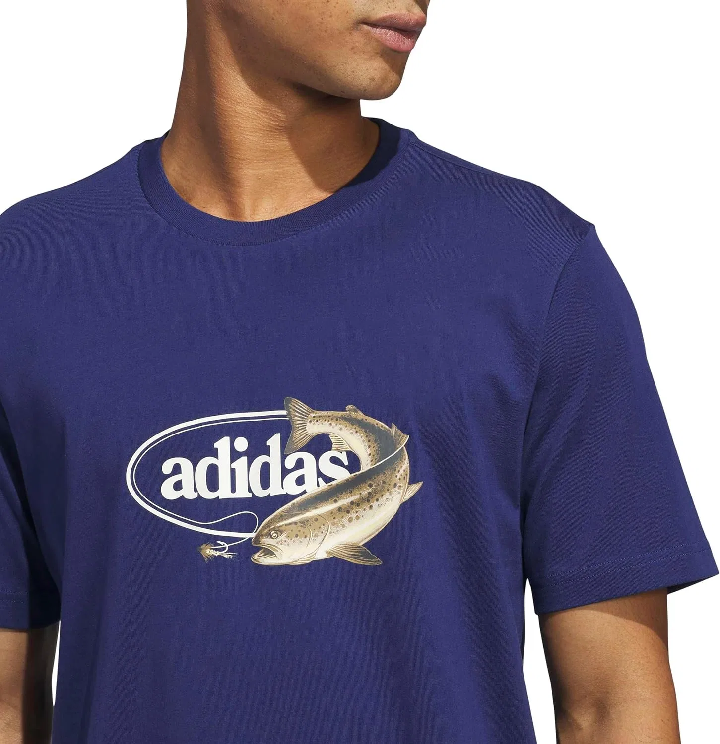 Футболка с рыболовным принтом, adidas, темно-синяя — фото 4