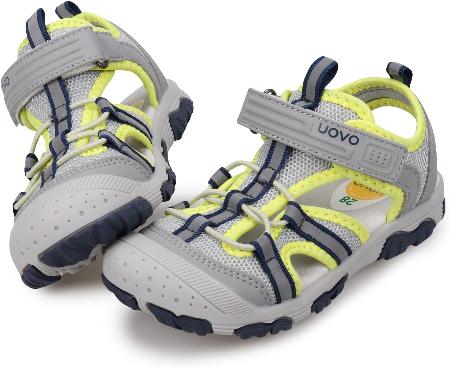 

Детские сандалии UOVO для мальчиков, походные спортивные с закрытым носком, пляжные летние сандалии для мальчиков, быстросохнущие, зеленый/серый