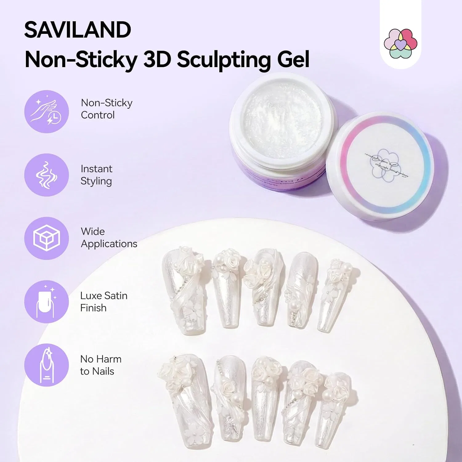 Нелипкий гель для 3D-дизайна ногтей «Easy Modelling White» от SAVILAND Saviland — фото 2