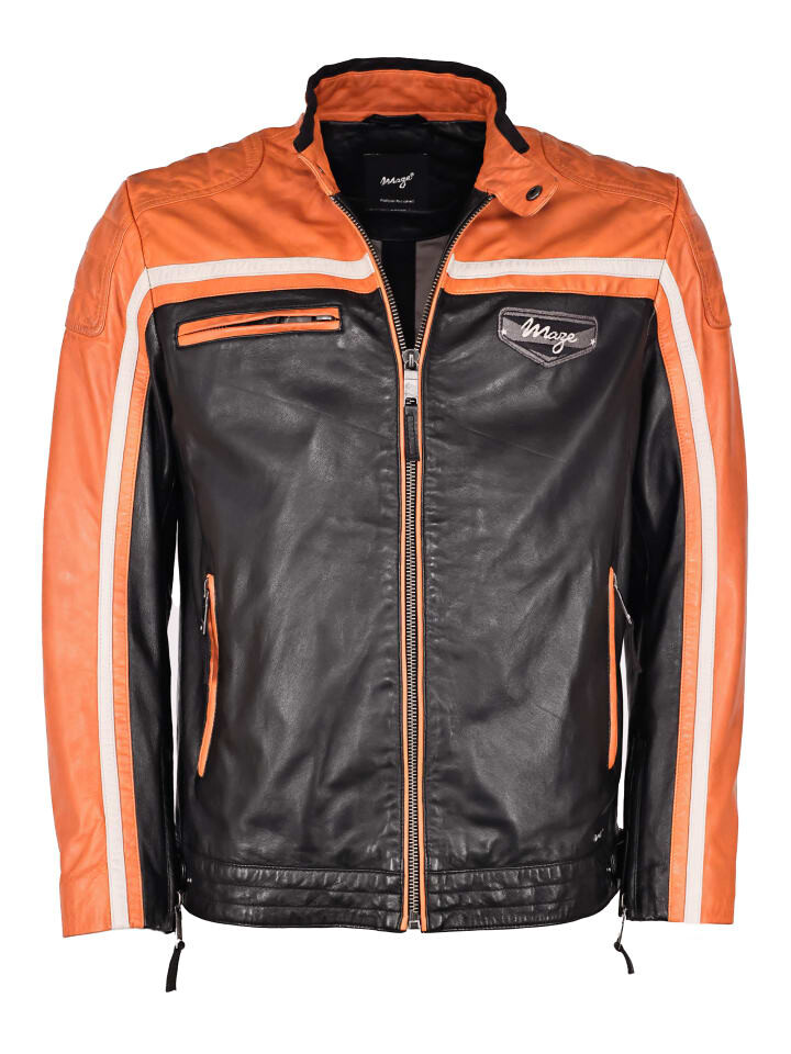 

Кожаная куртка Maze 4202191, цвет black/orange