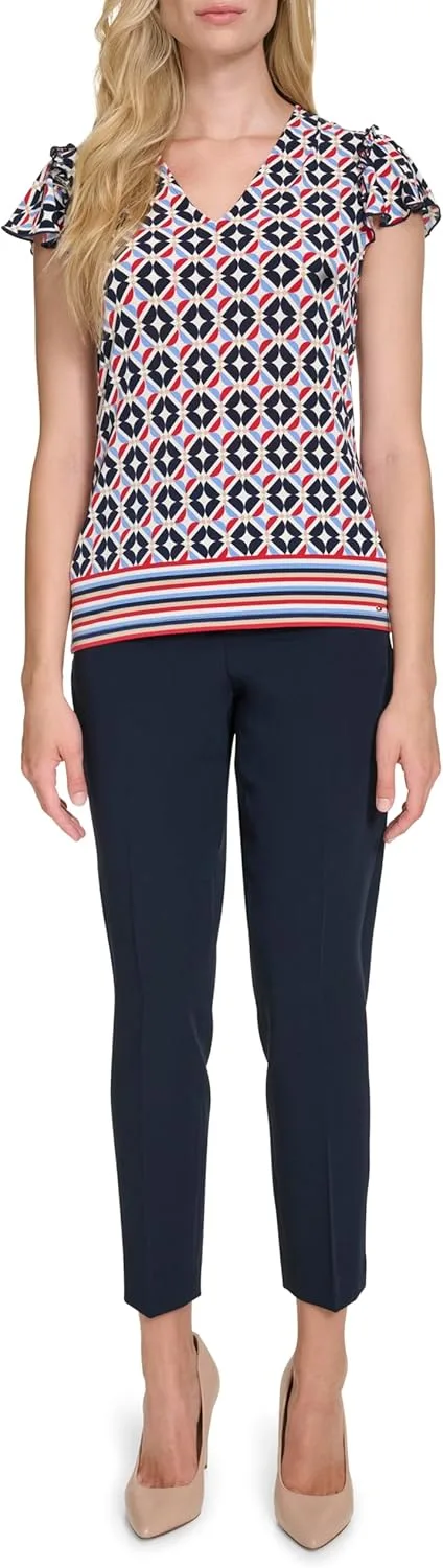 

Tommy Hilfiger женский вязаный топ с V-образным вырезом и рукавами-фонариками