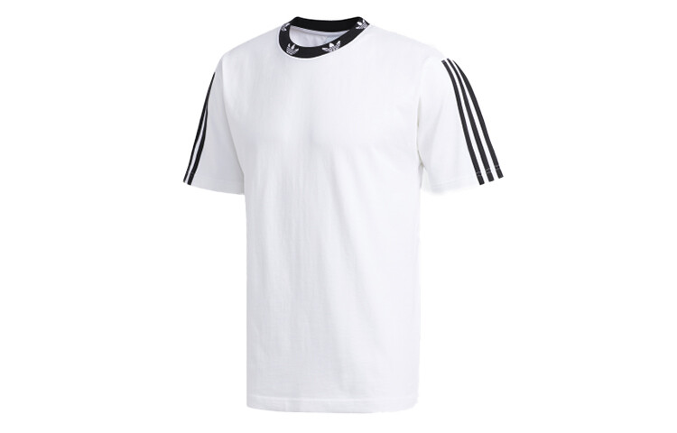 Футболка с трилистником в рубчик для мужчин, белая Adidas Originals, белый — фото 2
