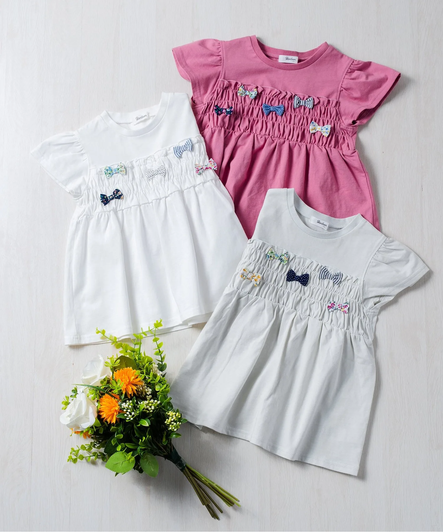 Детская футболка с декоративной лентой Ribbon Charm Peplum T-shirt Boribon мятная