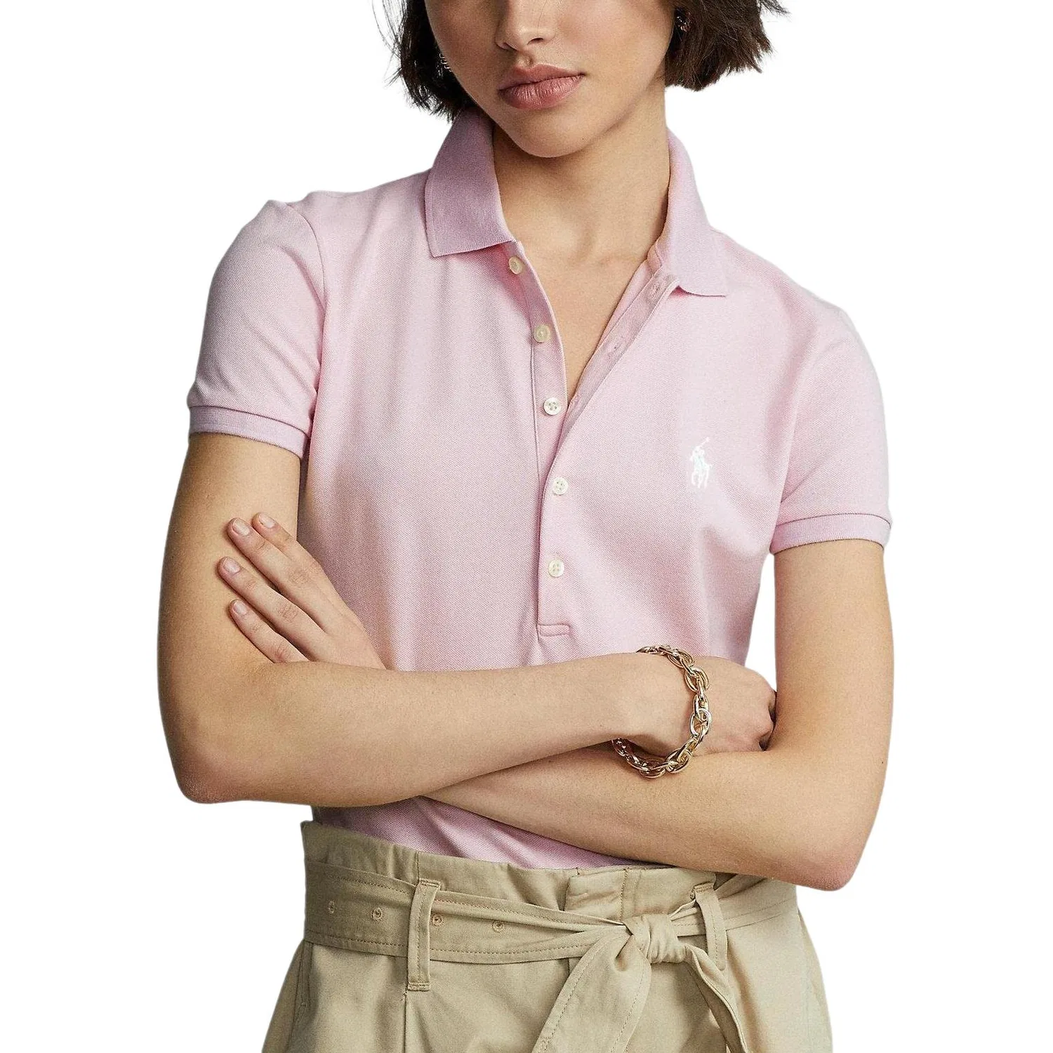 Поло женское slim fit Polo Ralph Lauren, Pink — фото 3