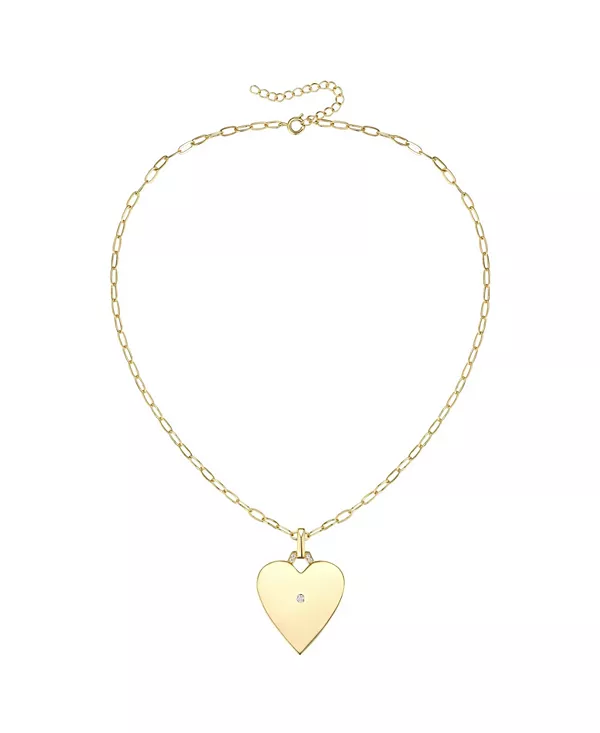 

Ожерелье с подвеской в форме сердца, покрытое 14-каратным золотом и кубическим цирконием Rachel Glauber, gold