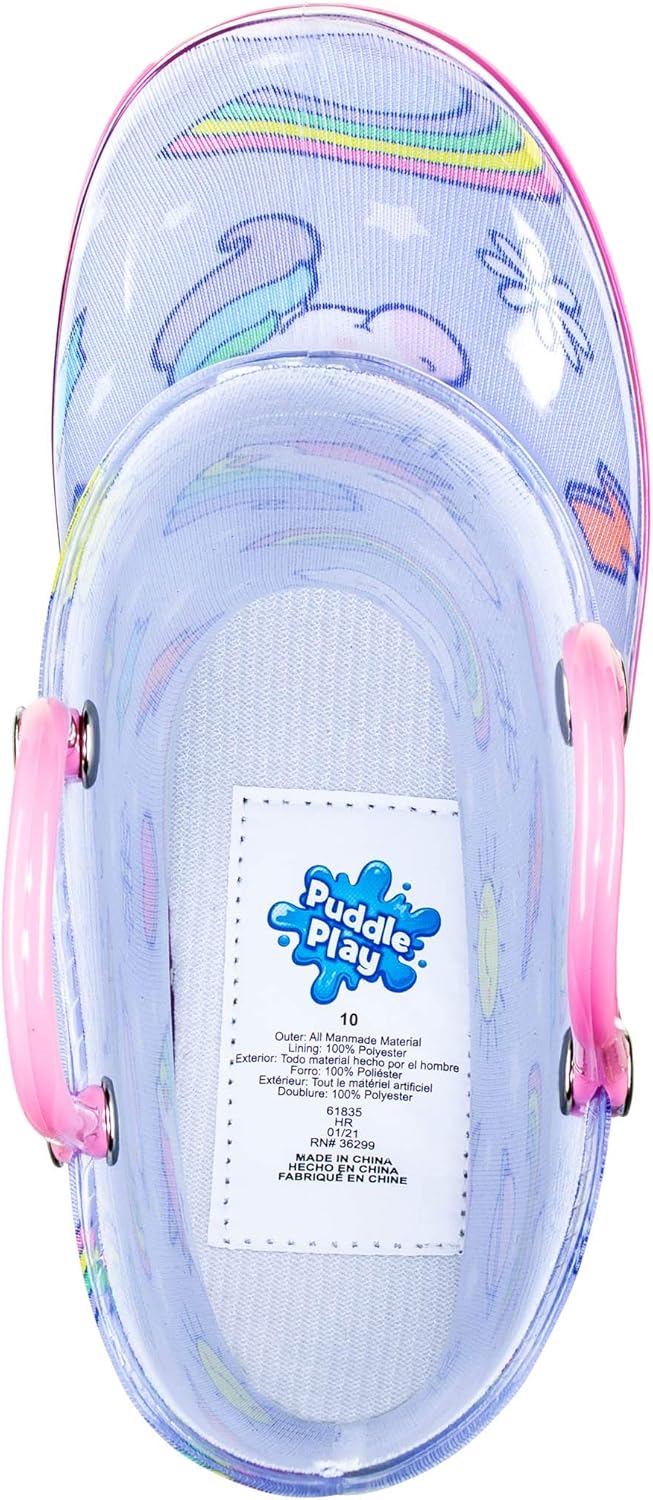 Водонепроницаемые ПВХ сандалии Puddle Play для малышей и детей с ручками для легкого надевания - легкие противоскользящие сапоги для мальчиков и девочек, Unicorn — фото 3