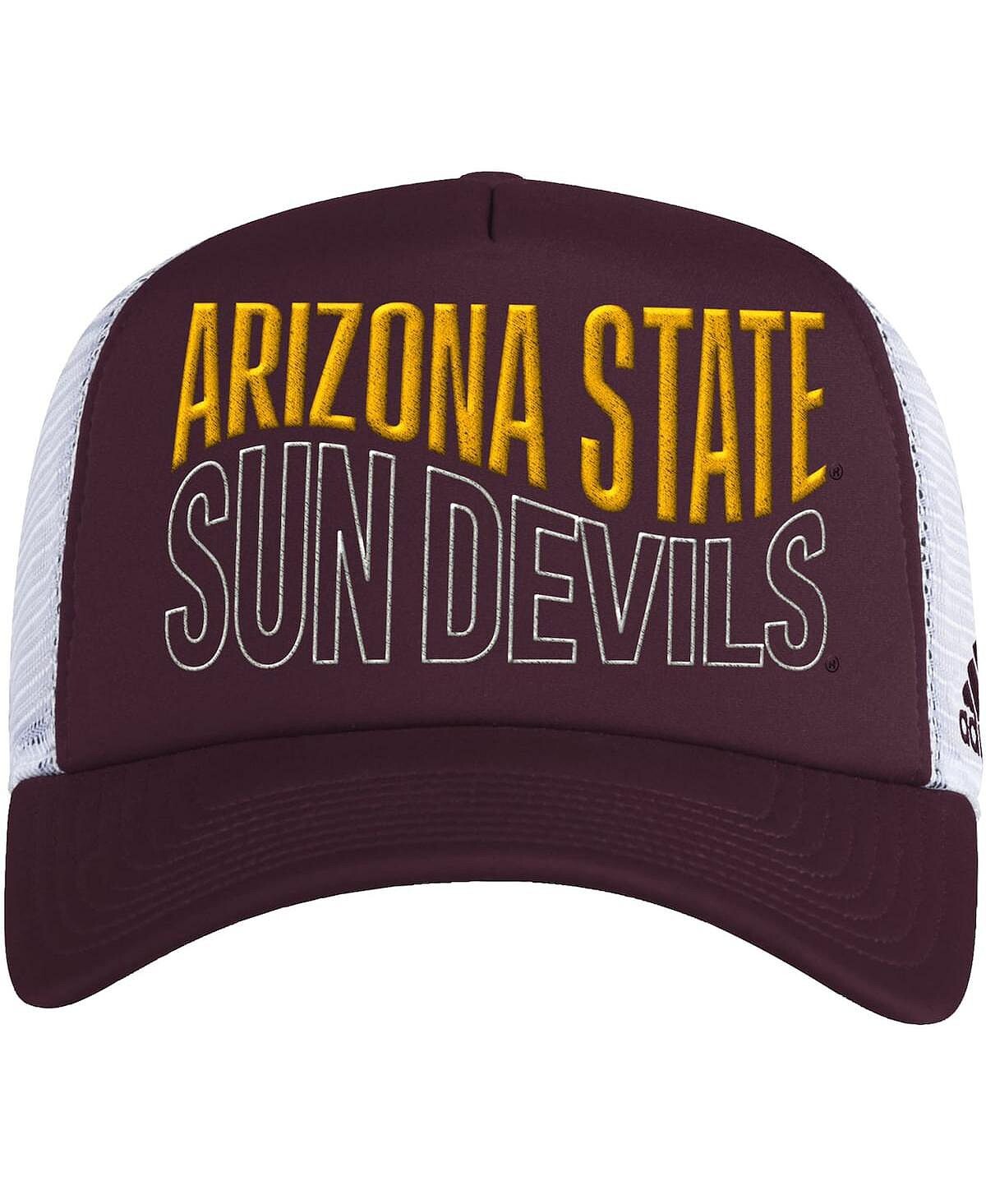 

Мужская бордово-белая кепка Snapback из пеноматериала Arizona State Sun Devils Wave Foam Trucker Snapback adidas