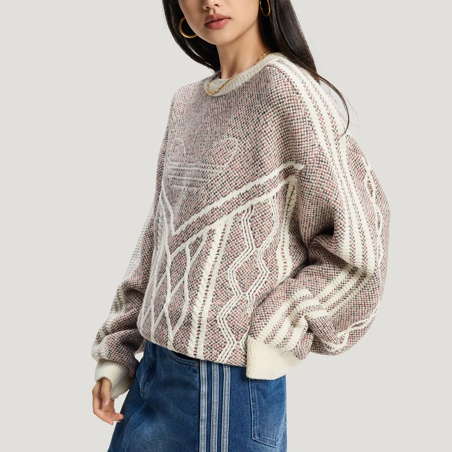 FW25 Свитшот Свитер Unisex Adidas Originals, розовый белый — фото 4