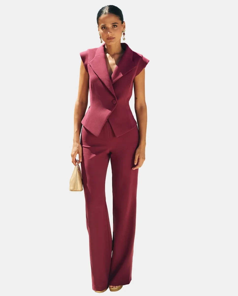 

Женские классические брюки с высокой талией и прямым кроем MIPHAI, баклажановый