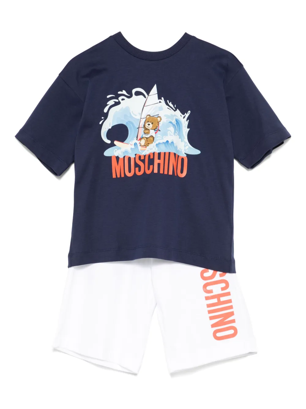 

Комплект из футболки и шортов с логотипом Moschino Kids, белый