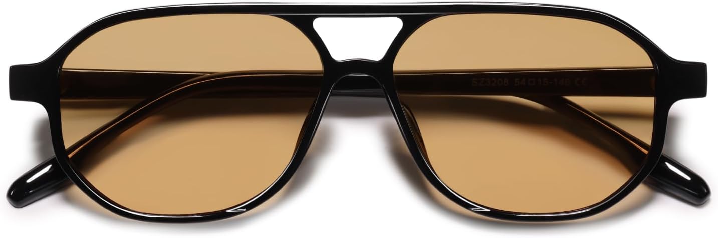 

Солнцезащитные очки-авиаторы VANLINKER в стиле ретро 70-х для женщин и мужчин, классические маленькие квадратные винтажные модные шестиугольные очки 2025 UV400 VL9870, C2 Black Frame/Light Brown Lens