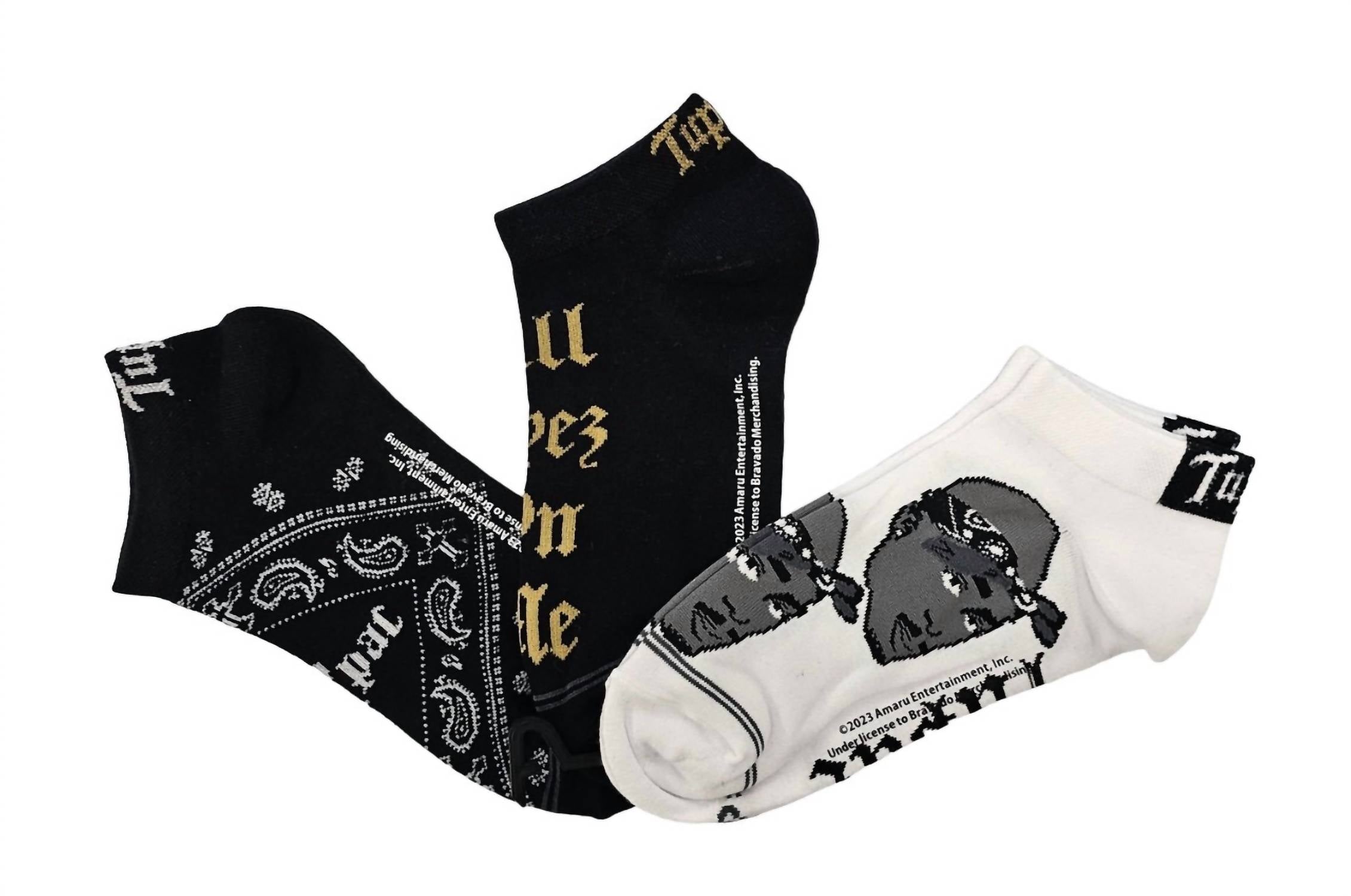 

Женские носки Tupac Black Bandana Crew, 3 пары, разноцветные Perri’s Socks
