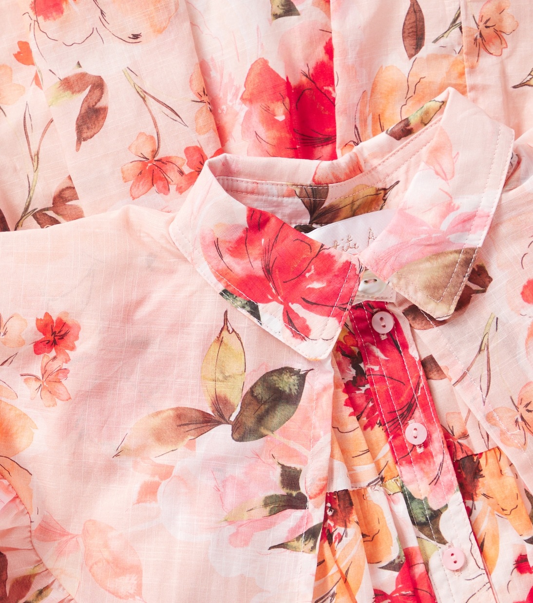Платье из хлопка с цветочным принтом и рукавами-буфами Petite Amalie  , Peach Peony Print — фото 3