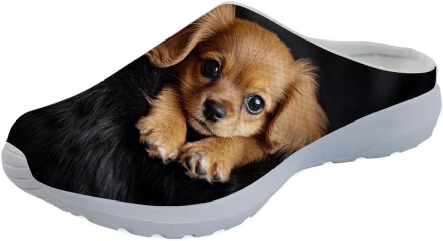 

Кроссовки Forchrinse Christmas с Санта-Клаусом и снежинкой для женщин, мюли, сетчатые слипоны, мужские садовые сабо, рождественская обувь для прогулок, для дома, работы и спортзала, Cute Retriever