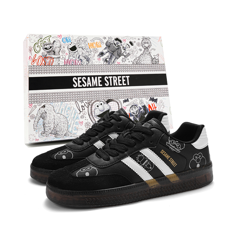 

SESAME STREET Высокие устойчивые нескользящие легкие противоскользящие скейтерские кроссовки унисекс черно-белые, цвет Black White