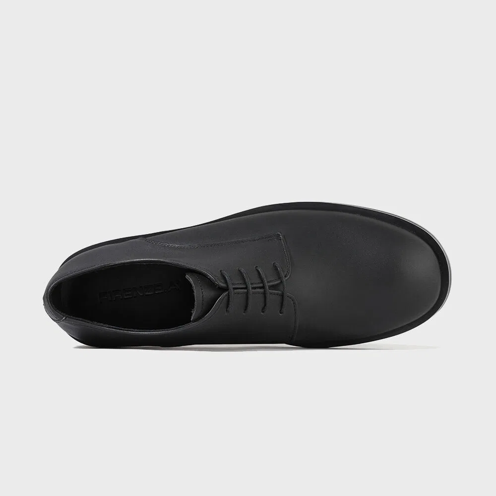 Мужские матовые чёрные дерби Firenze.A High Toe Line Pull-Up Leather с 4 отверстиями — фото 4