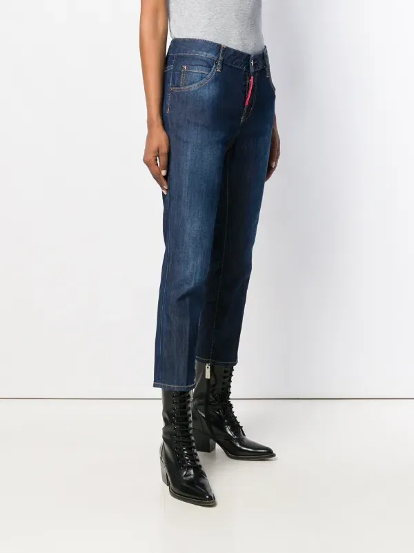 Укороченные джинсы-бойфренд Dsquared2, синий — фото 3