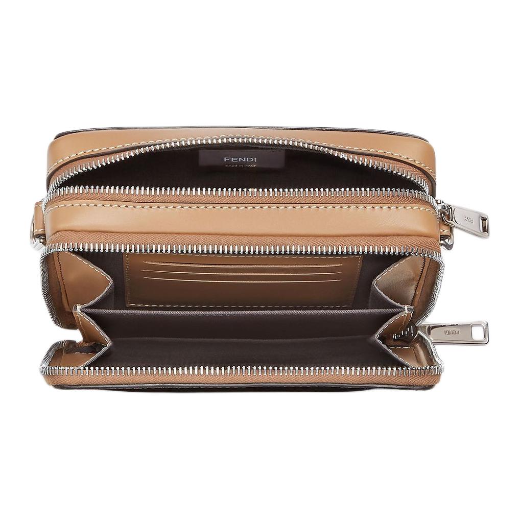 FENDI Сумка через плечо из телячьей кожи для фотоаппарата, мужская, бежевая — фото 4