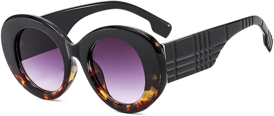 

Ретро круглые солнцезащитные очки для женщин, большие солнцезащитные очки в толстой оправе, защита от УФ-излучения UV400 для мужчин LANGSER, Black Demi Grey