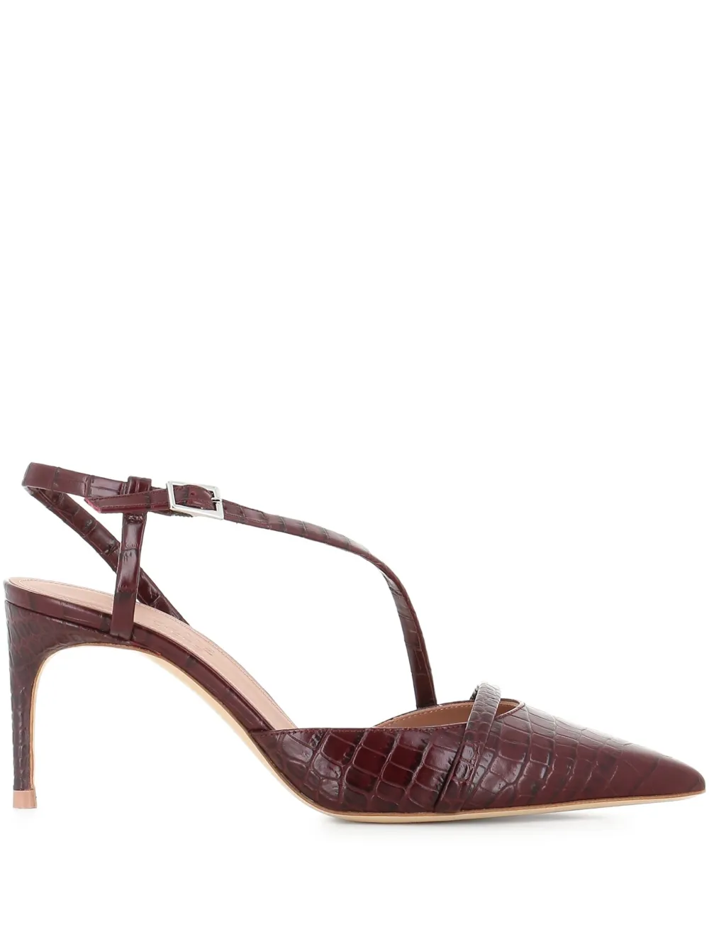 Туфли Valeria 70 с тиснением под кожу крокодила Malone Souliers, коричневый