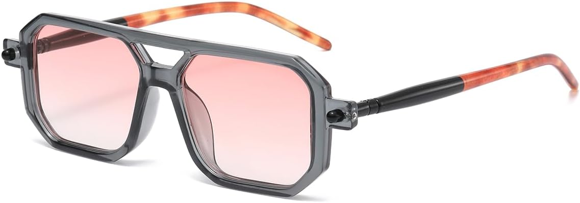 

Солнцезащитные очки NIDOVIX в винтажном квадратном стиле 70-х годов, модель «Авиатор», для женщин и мужчин, ретро-классические, с плоской оправой, защита от УФ-излучения, Transparent Grey/Gradient Pink