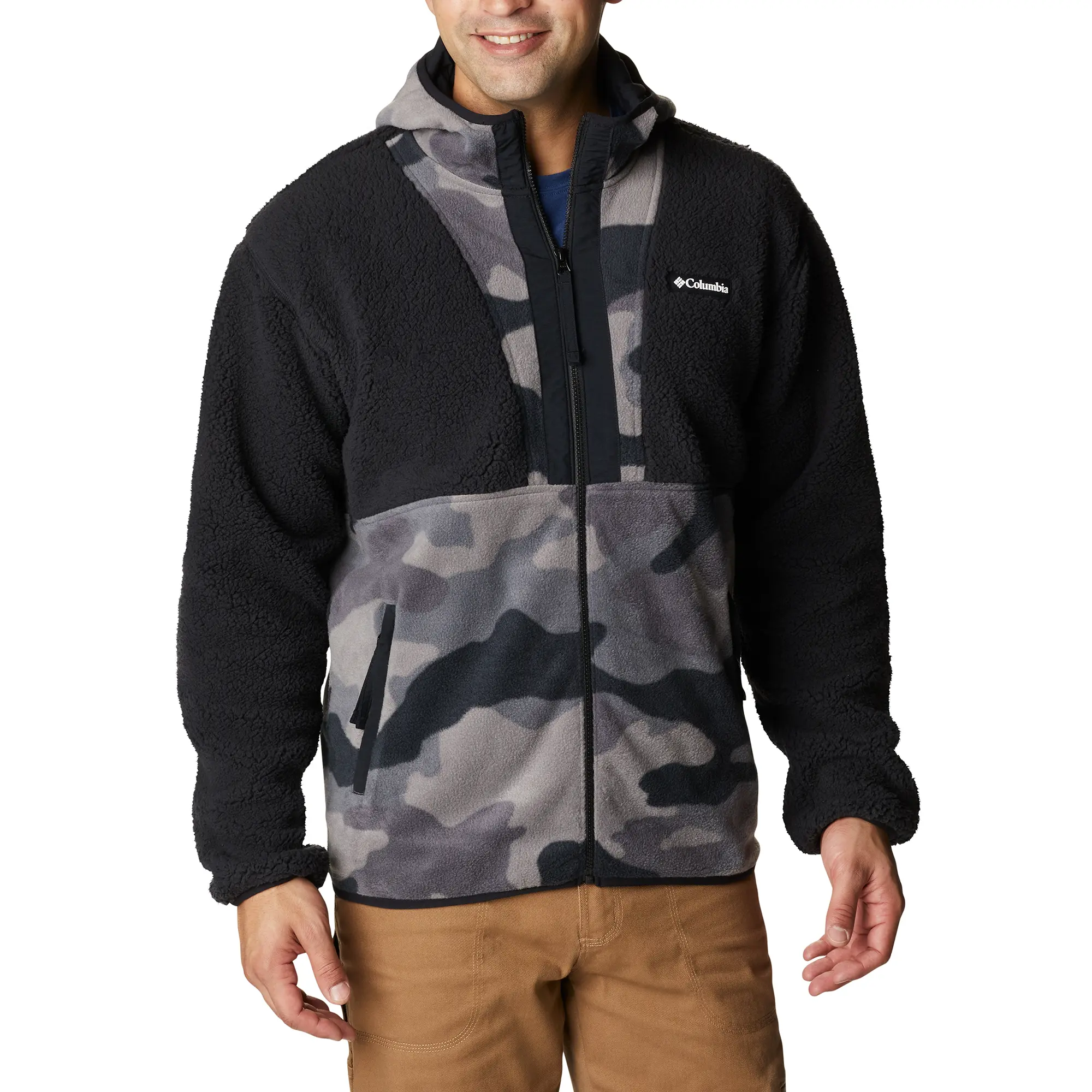 

Мужская толстовка Back Bowl Sherpa на молнии Columbia, Black/Black Mod Camo Print, Черный, Мужская толстовка Back Bowl Sherpa на молнии Columbia, Black/Black Mod Camo Print