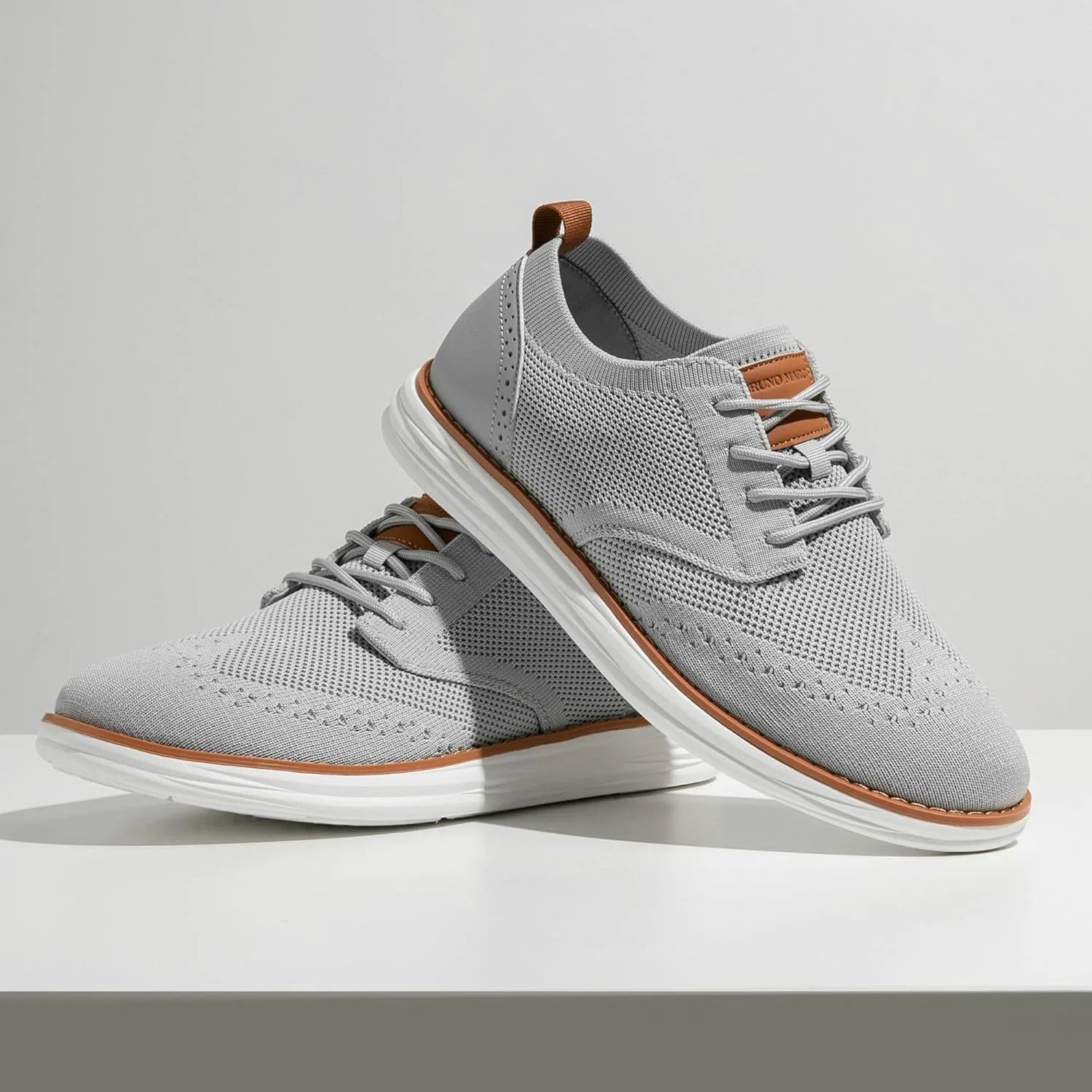 

Кроссовки Bruno Marc для мужчин KnitFlex Craft Mesh Oxfords, повседневные, с шнуровкой, легкие для ходьбы, серый