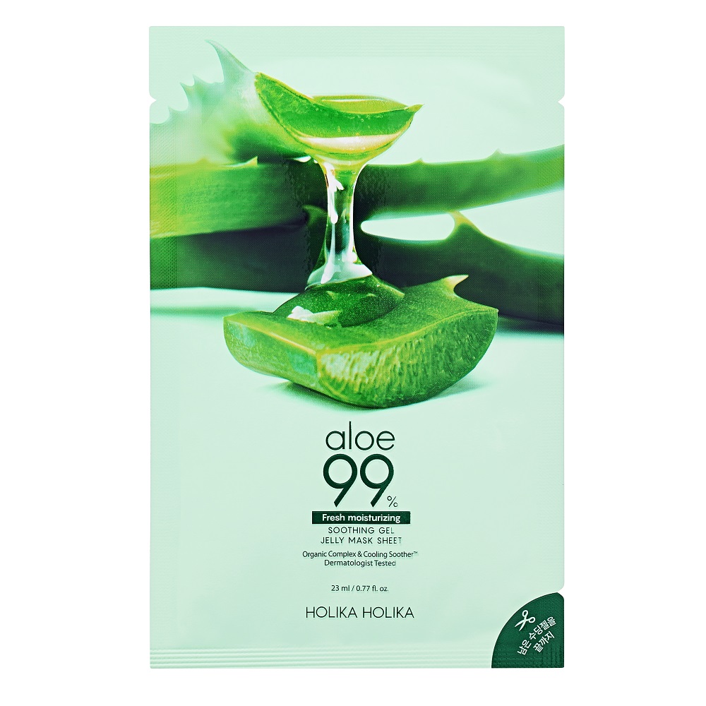 

Успокаивающая тканевая маска с алоэ вера aloe 99% soothing gel jelly mask sheet Holika Holika, количество 1 шт.