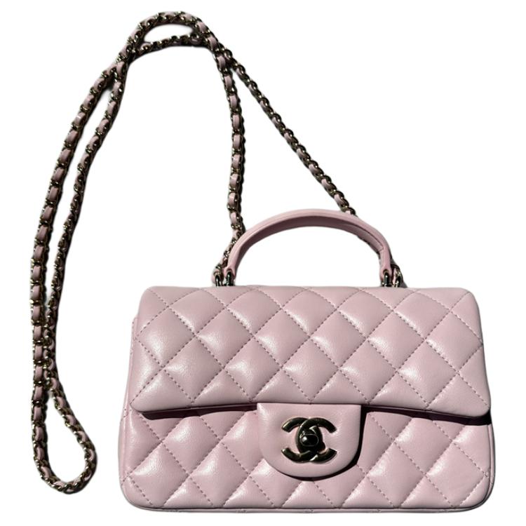 

CHANEL Классический клатч CF из овчины Мини женская светло-розовая сумка через плечо кроссбоди