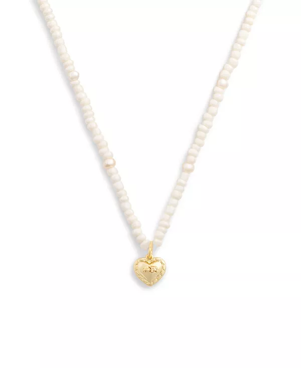 

Ожерелье с подвеской в виде конной упряжки с имитацией жемчуга Coach, pearl/gold