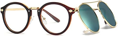 

Женские солнцезащитные очки, круглые, с металлическим зажимом, солнцезащитные очки в стиле ретро, ​​мужские очки с защитой от УФ-излучения UV400, прозрачные очки MTZJH, Tea Green