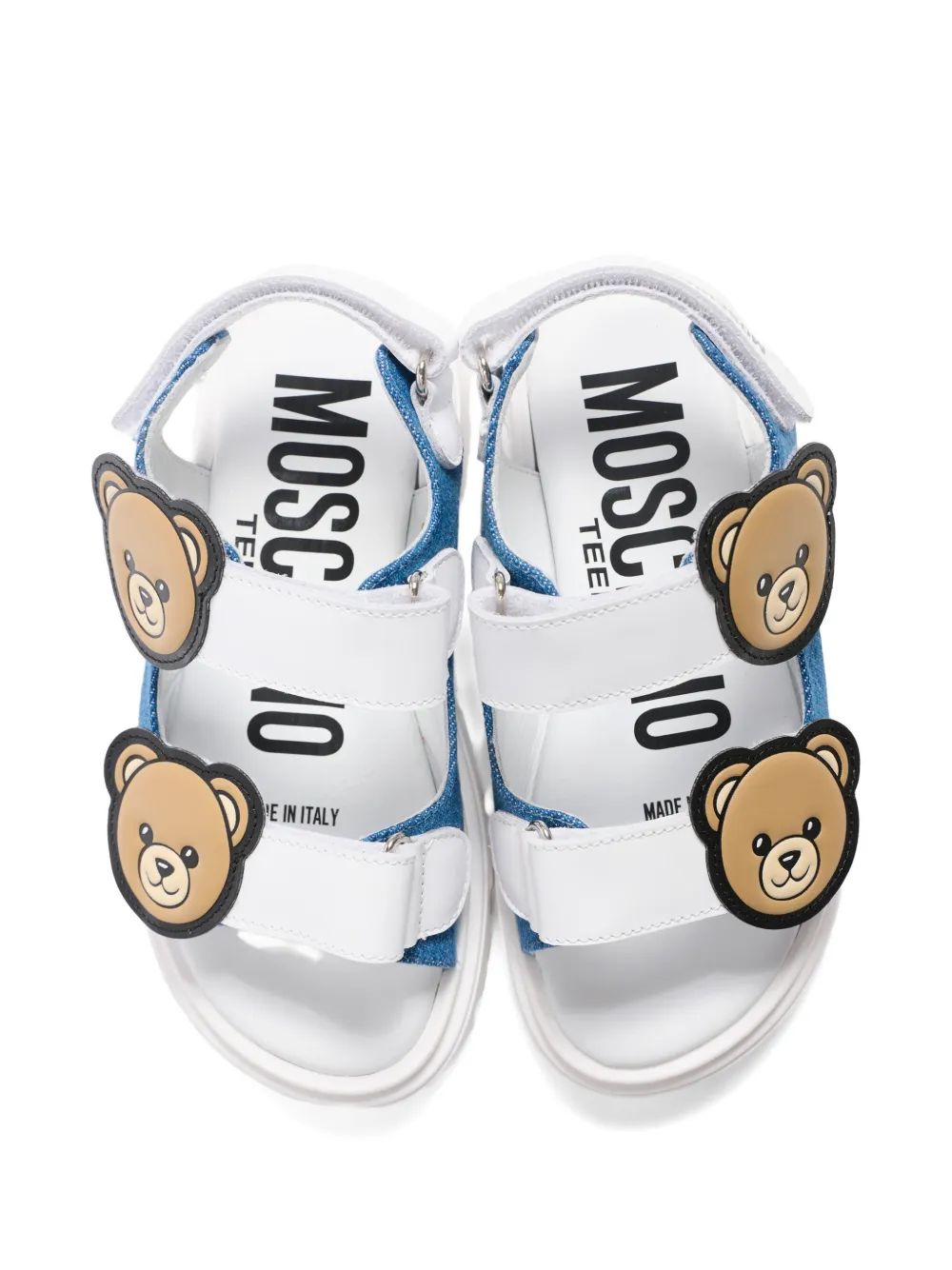 Сандалии с апликацией в виде мишки Moschino Kids, синий — фото 4