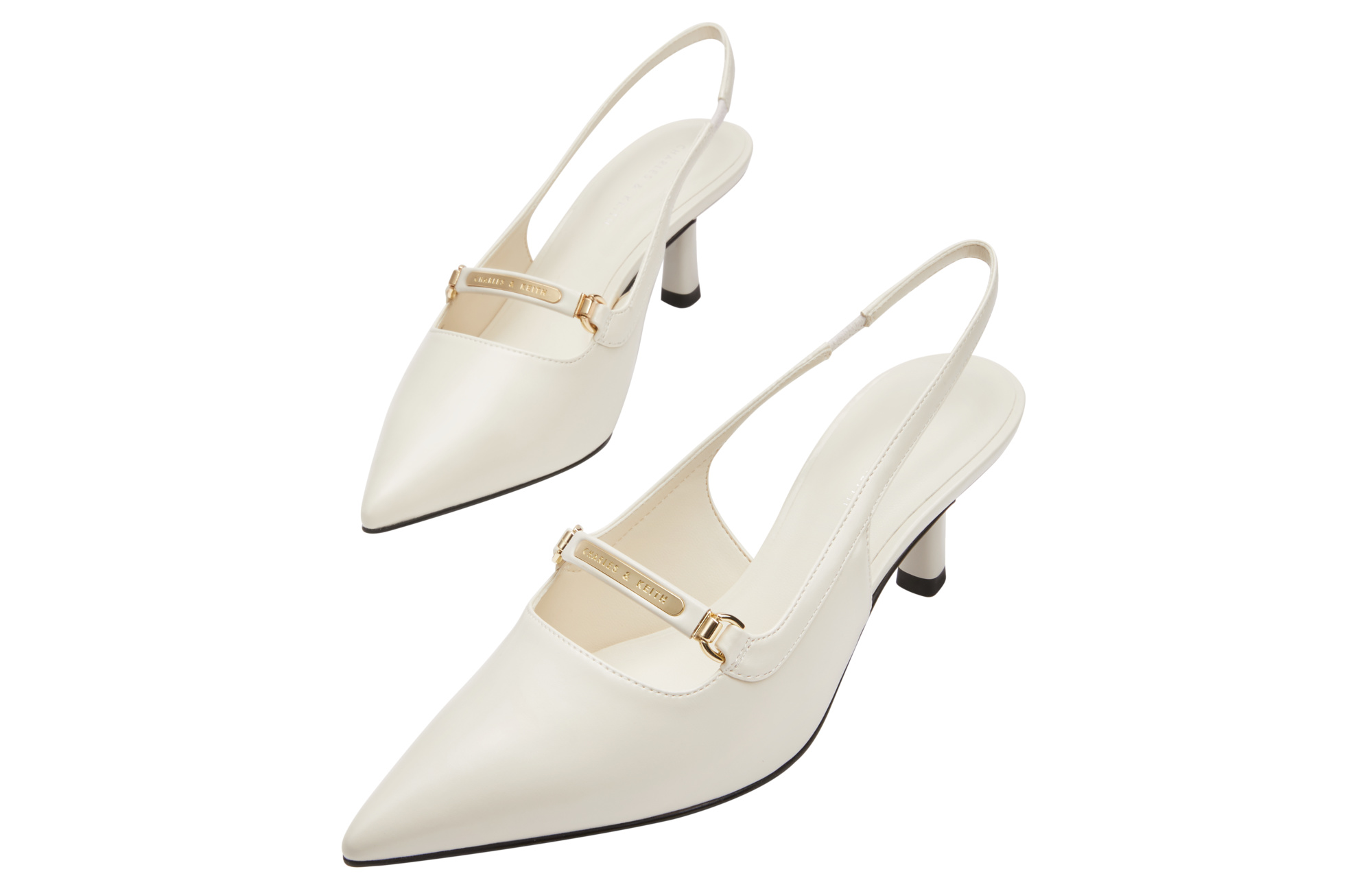 Стройная Пятка Высокий Каблук Сандалия 6,3 см Женская CHARLES&KEITH, Кремово-Молочный Белый — фото 4