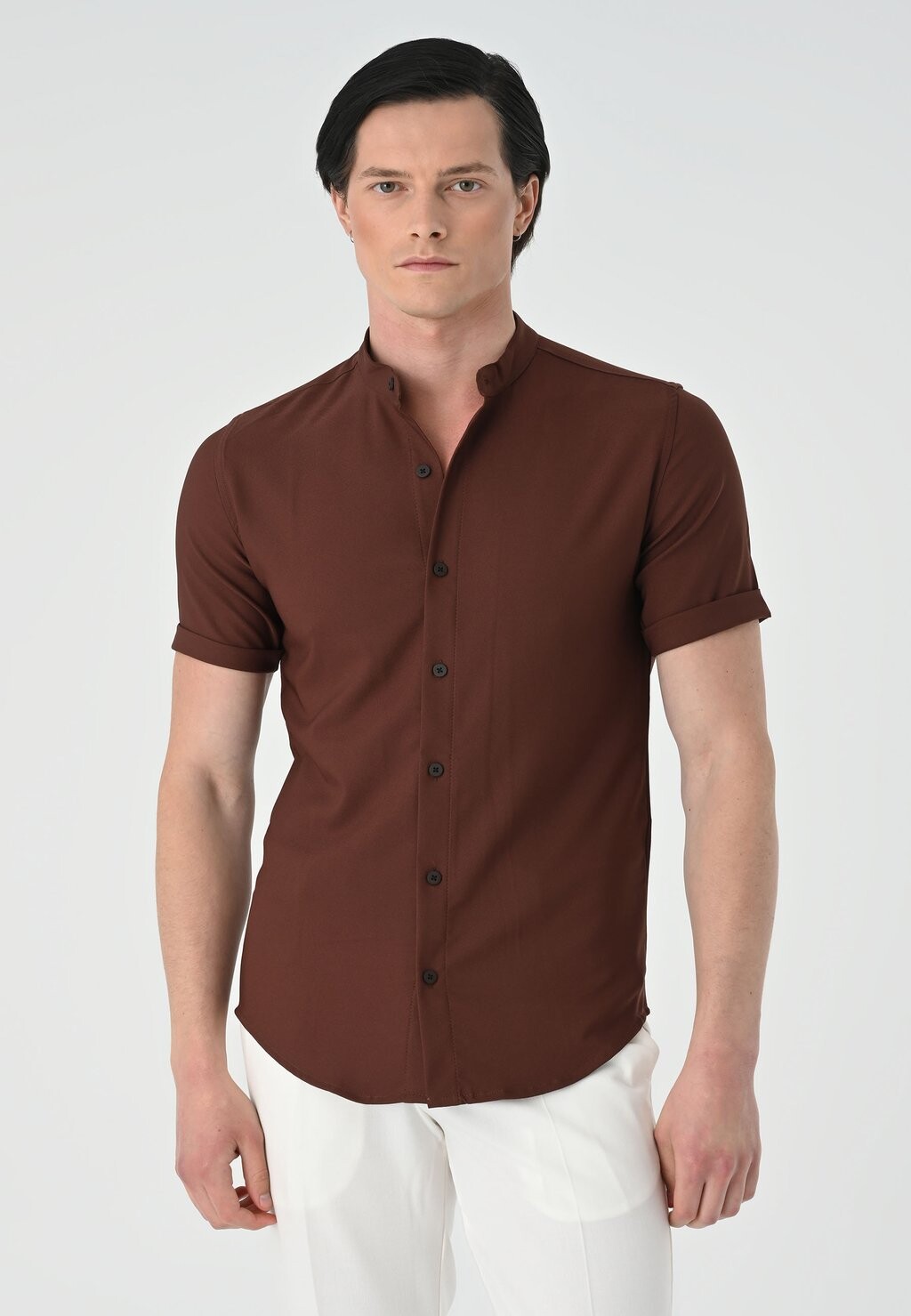 

Рубашка MANDARIN COLLAR SHORT SLEEVE Antioch, коричневый