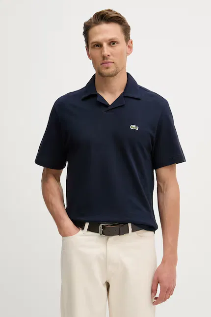 Поло мужское из льна с хлопком Lacoste, синий